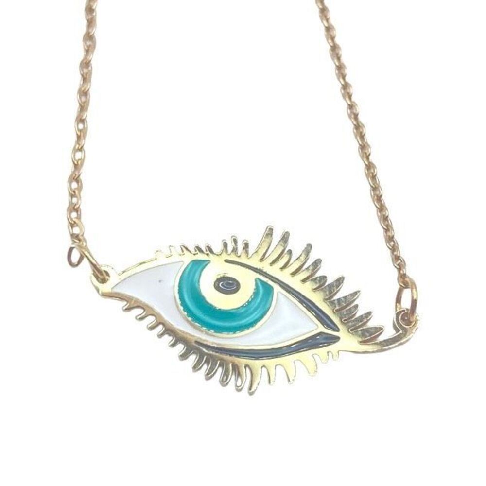 Gold evil eye pendant necklace